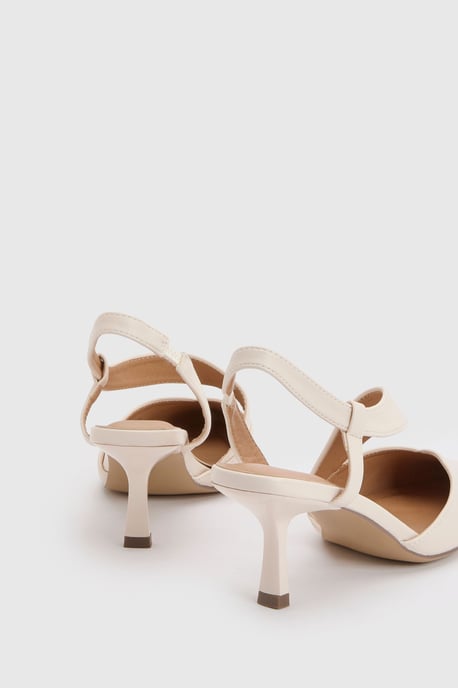 Wide Fit Evelyn Asymmetric Slingback Kitten Heel Comfort Sock Court Shoes - Image 2