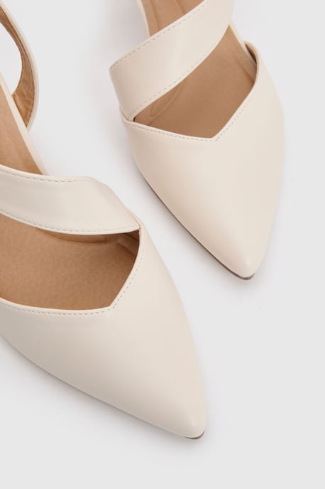 Wide Fit Evelyn Asymmetric Slingback Kitten Heel Comfort Sock Court Shoes - Image 3
