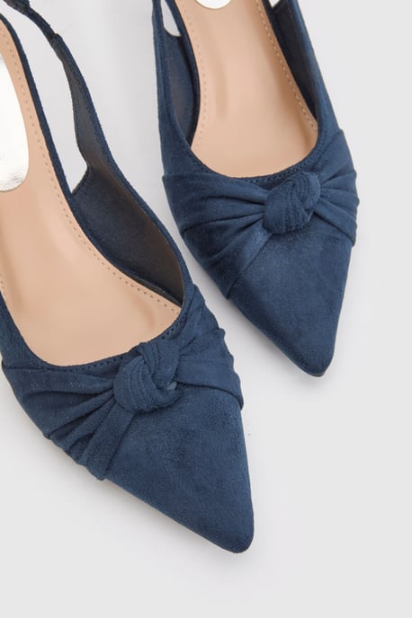 Deja Faux Leather Knot Detail Slingback Stiletto Court Shoes - Image 3