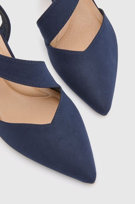 Evelyn Asymmetric Slingback Kitten Heel Comfort Sock Court Shoes - Image 3