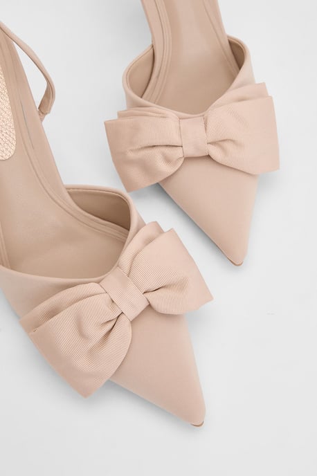 Marianna Bow Detail High Heel Slingback Court Shoes - Image 4
