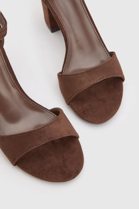 Catty Faux Suede 2 Part Block Heeled Sandals - Image 3