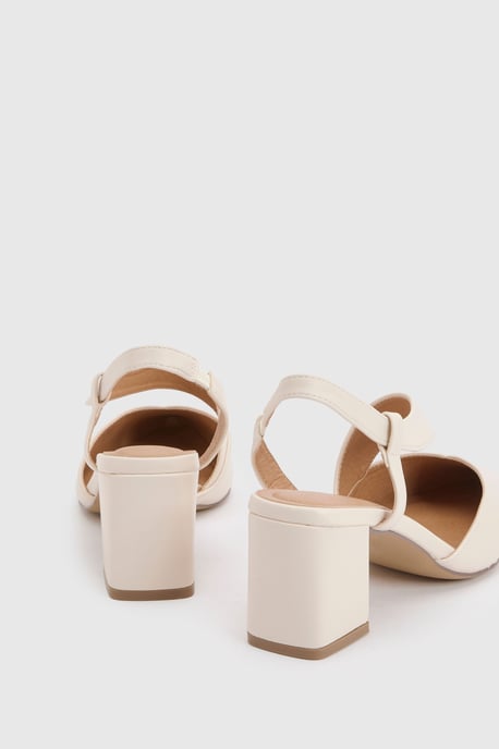 Wide Fit Eve Asymmetric Strap Block Heel Pointed Comfort Sock Court Shoes - Image 2