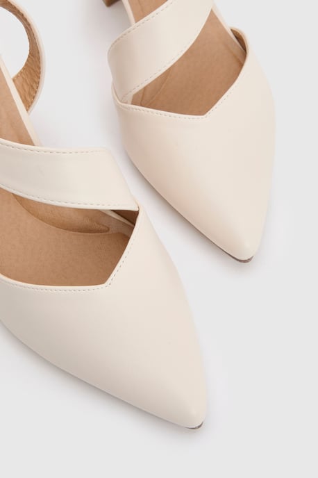 Wide Fit Eve Asymmetric Strap Block Heel Pointed Comfort Sock Court Shoes - Image 3