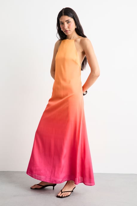Ombre Strappy Satin Maxi Sundress - Image 3