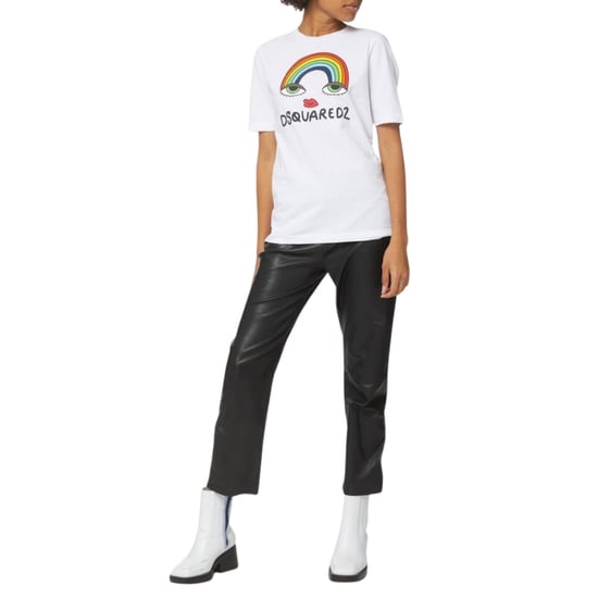 Dsquared2 Rainbow Graphic Vit T-shirt - Image 4