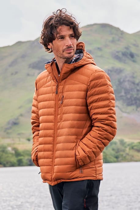 'Henry II' Men's Down Padded Jacket Water Resistant Hooded Puffer Winter Coat Rust - Image 1
