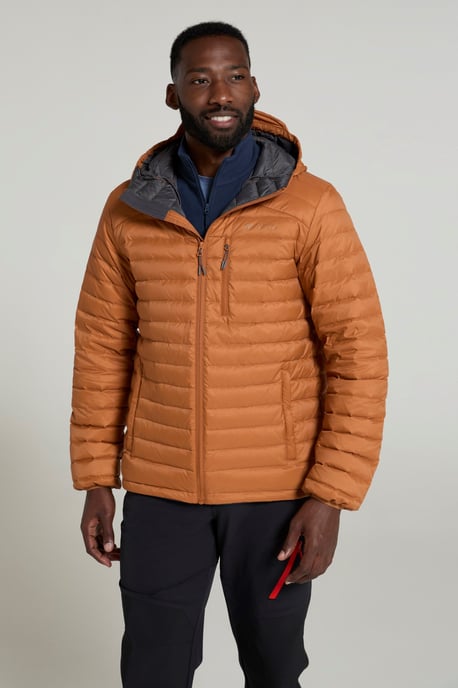 'Henry II' Men's Down Padded Jacket Water Resistant Hooded Puffer Winter Coat Rust - Image 2