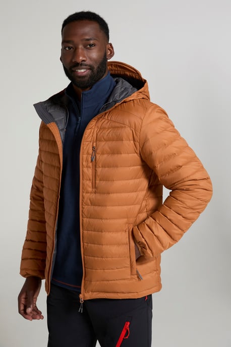 'Henry II' Men's Down Padded Jacket Water Resistant Hooded Puffer Winter Coat Rust - Image 3