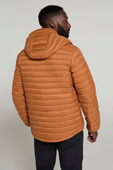 'Henry II' Men's Down Padded Jacket Water Resistant Hooded Puffer Winter Coat Rust - Image 4