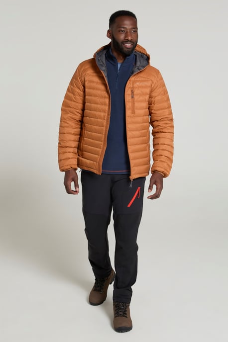 'Henry II' Men's Down Padded Jacket Water Resistant Hooded Puffer Winter Coat Rust - Image 5