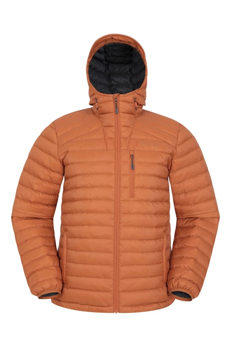 'Henry II' Men's Down Padded Jacket Water Resistant Hooded Puffer Winter Coat Rust - Image 6
