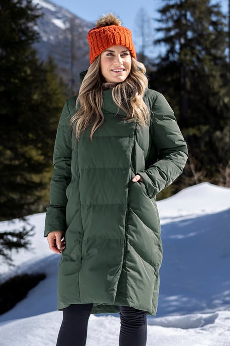 Women's Cosy Wrap Down Padded Jacket Water Resistant Warm Puffer Winter Coat Forest Green - Image 1