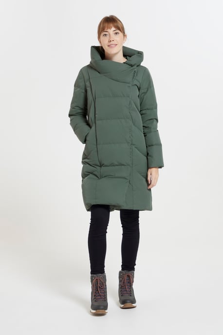 Women's Cosy Wrap Down Padded Jacket Water Resistant Warm Puffer Winter Coat Forest Green - Image 2