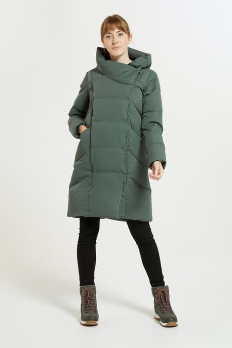 Women's Cosy Wrap Down Padded Jacket Water Resistant Warm Puffer Winter Coat Forest Green - Image 3