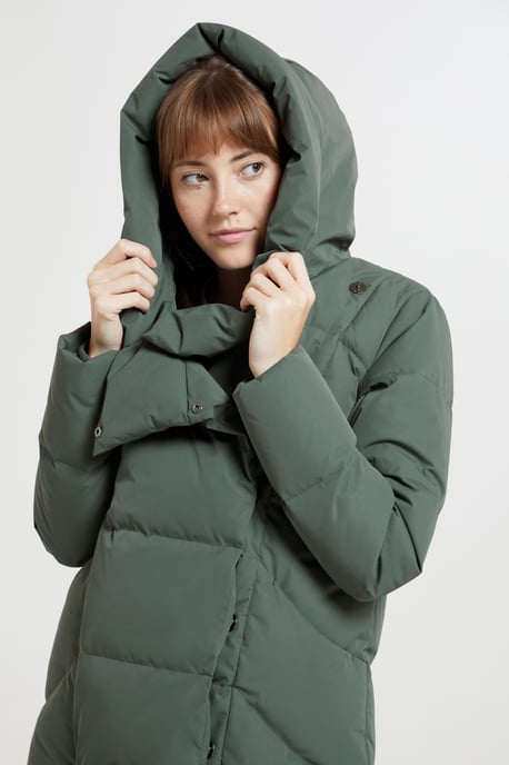 Women's Cosy Wrap Down Padded Jacket Water Resistant Warm Puffer Winter Coat Forest Green - Image 5