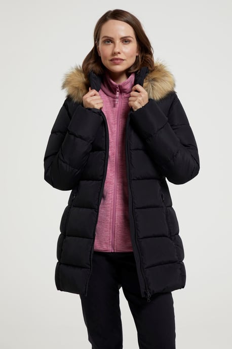 'Nola' Women's Long Padded Jacket Waterproof Winter Warm Coat Black - Image 4