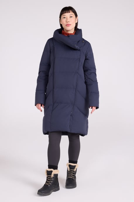 Women's Cosy Wrap Down Padded Jacket Water Resistant Warm Puffer Winter Coat Navy - Image 1