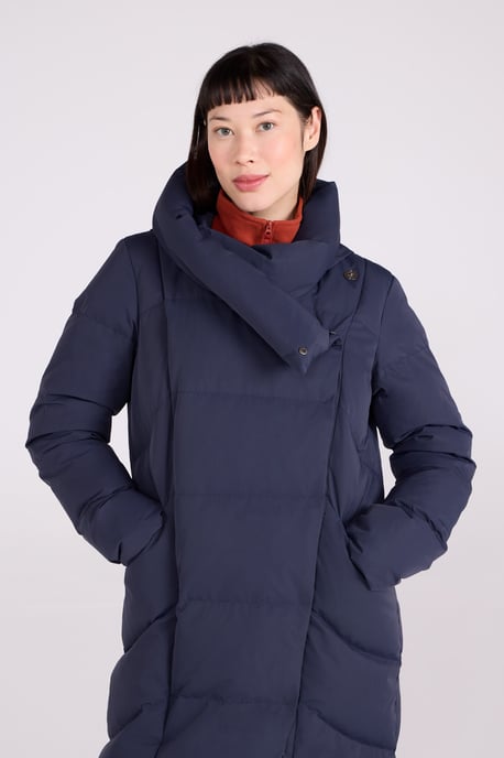 Women's Cosy Wrap Down Padded Jacket Water Resistant Warm Puffer Winter Coat Navy - Image 2