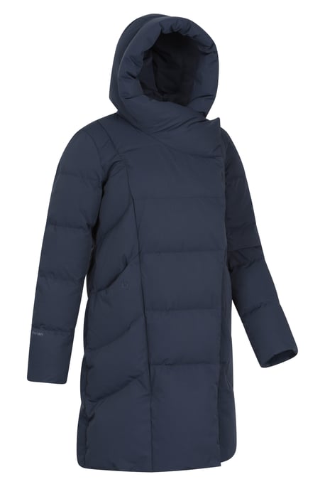 Women's Cosy Wrap Down Padded Jacket Water Resistant Warm Puffer Winter Coat Navy - Image 6