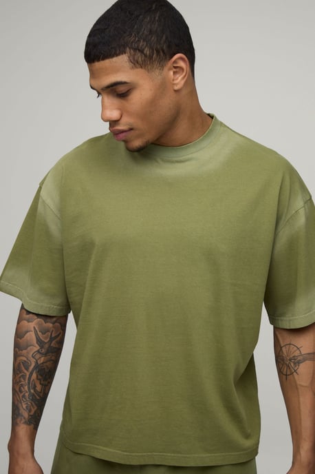 Oversized Shrunken Spray Seam Wash T-Shirt & Shorts Set - Image 3