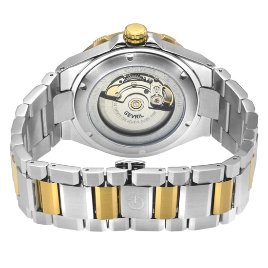 Gevril Men's Ticonic 316L Stainless Steel Case, Top Ring IPYG, Black/White Glass Bezel, Black Enamel dial, 316L Stainless Steel Bracelet. - Image 2