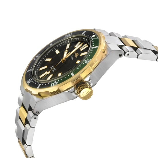 Gevril Men's Ticonic 316L Stainless Steel Case, Top Ring IPYG, Black/White Glass Bezel, Black Enamel dial, 316L Stainless Steel Bracelet. - Image 3