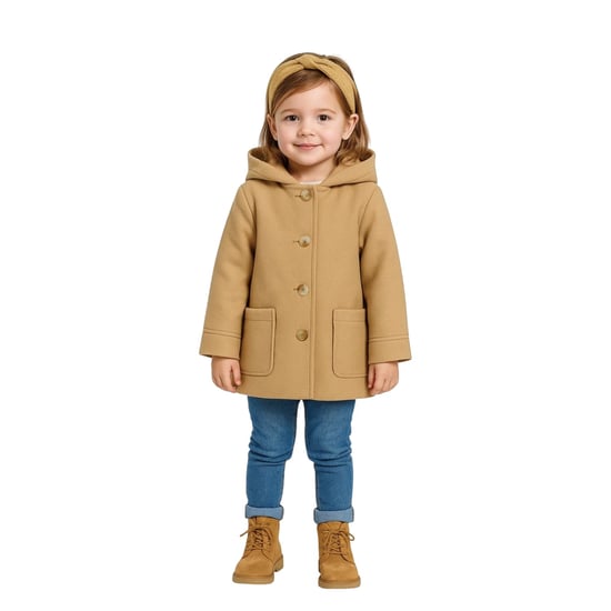 Minoti Korte winterjas met knoopsluiting voor meisjes (Beige) - Image 5