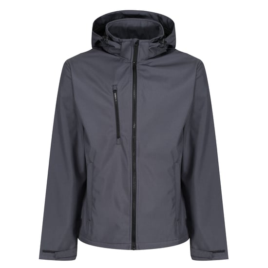 Regatta Heren Venturer 3 Layer Hooded Soft Shell Jacket (Afdichting Grijs/Zwart) - Image 1