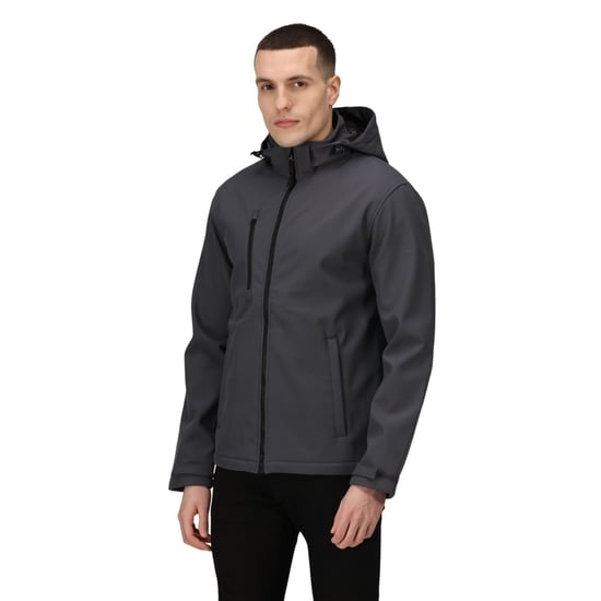 Regatta Heren Venturer 3 Layer Hooded Soft Shell Jacket (Afdichting Grijs/Zwart) - Image 3