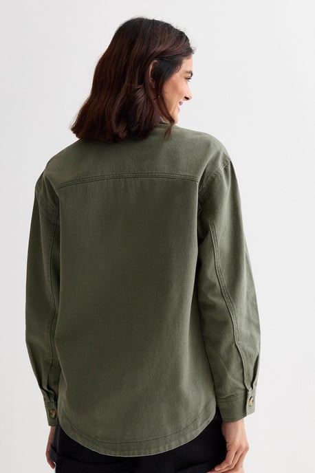 Khaki Canvas Overshirt Shacket - Image 5