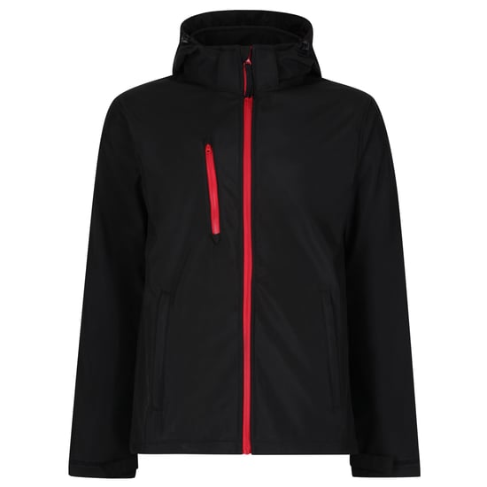 Regatta Heren Venturer 3 Layer Hooded Soft Shell Jacket (Zwart/Rood) - Image 1