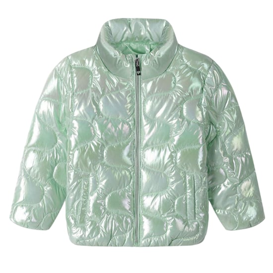 Minoti Meisjes Metallic Lichtgewicht Gewatteerde Jas (Groen) - Image 1
