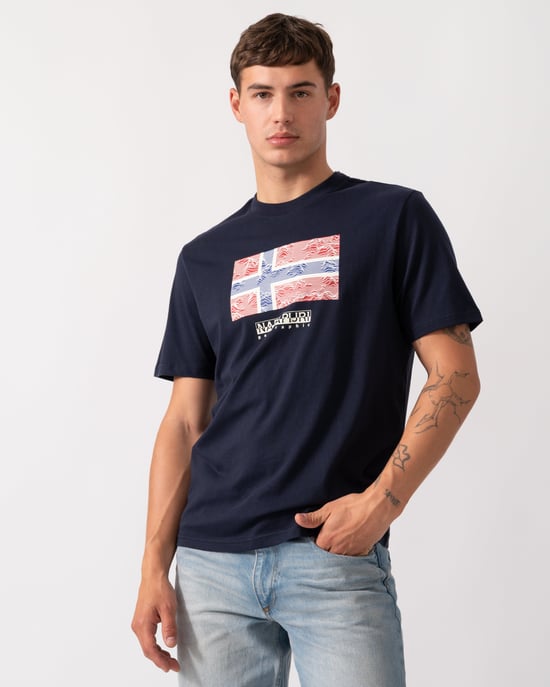 Drapeau Drapeau T-Shirt in Navy - Image 1