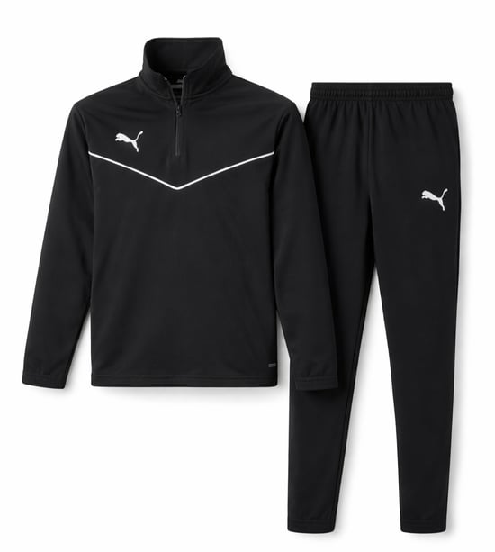 Kids Teamrise Quarter 1/4 Zip Full Tracksuit in Black - Image 1