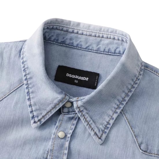 Dsquared2 Classic Western Faded Denim Blue Shirt - Image 4