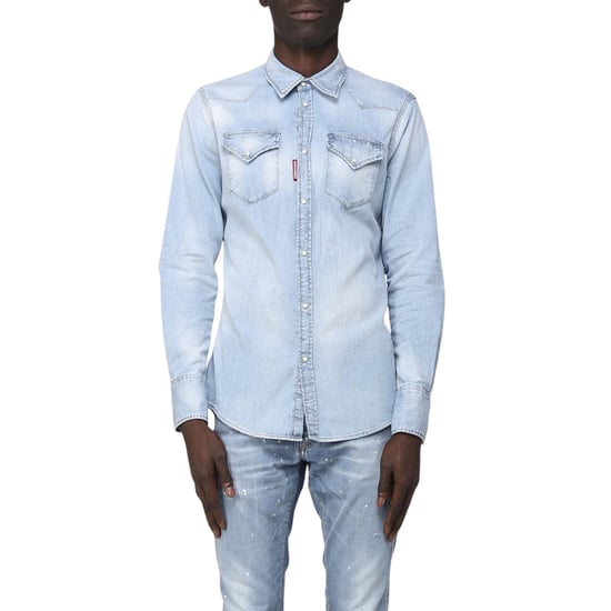 Dsquared2 Classic Western Faded Denim Blue Shirt - Image 5