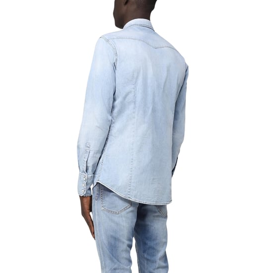 Dsquared2 Classic Western Faded Denim Blue Shirt - Image 6