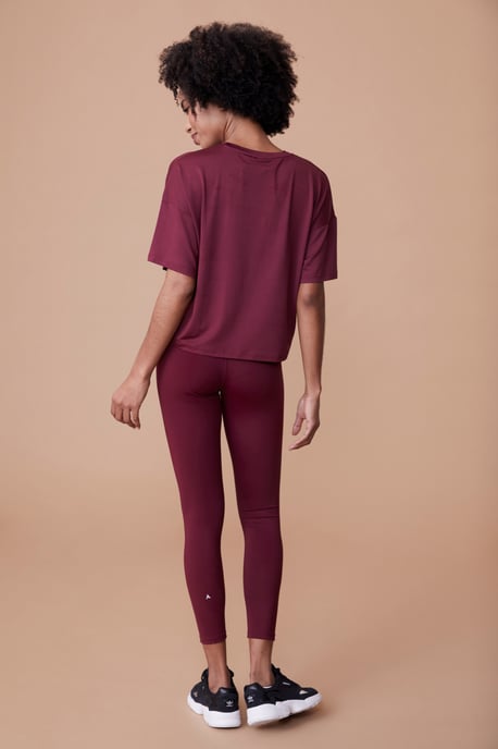 'Shadow' Women's Crop Top Breathable Quick Dry Sports Tee Burgundy - Image 4