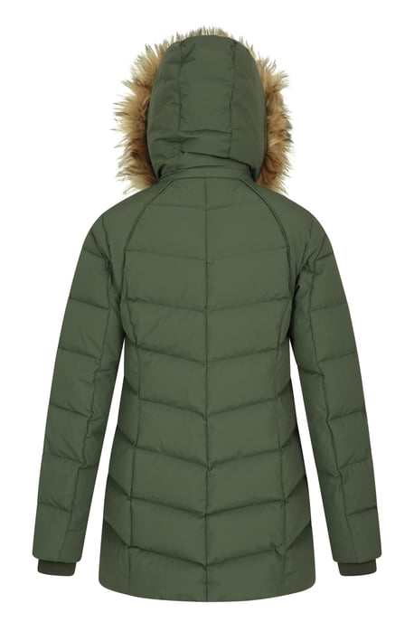 'Isla II' Women's Down Jacket Water Resistant Faux Fur Hood Warm Winter Coat Khaki - Image 4