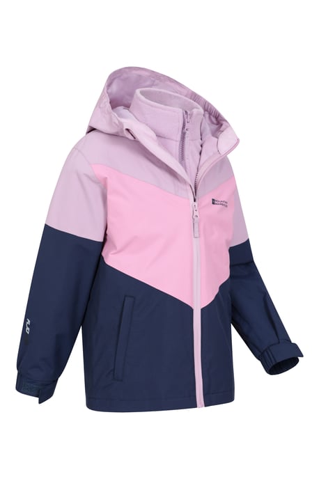 'Lightning' Kids 3 in 1 Waterproof Jacket Inner Fleece Full Zip Hood Winter Coat Blue - Image 2