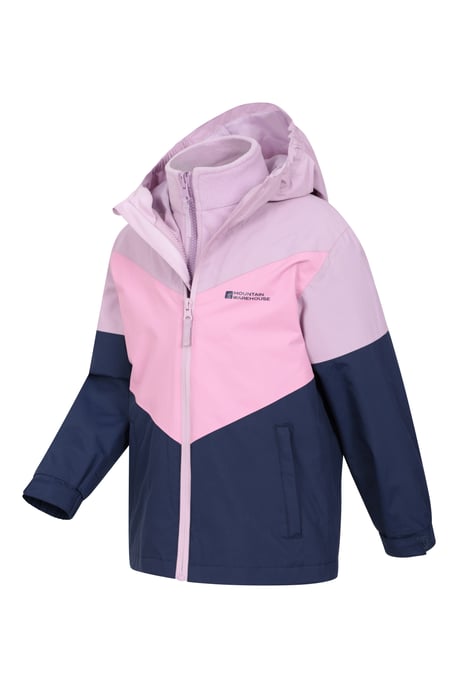 'Lightning' Kids 3 in 1 Waterproof Jacket Inner Fleece Full Zip Hood Winter Coat Blue - Image 4