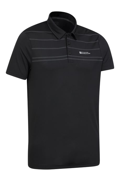 Men's Away IsoCool Polo with Button Neck Sun Protection Summer Tee Black - Image 2