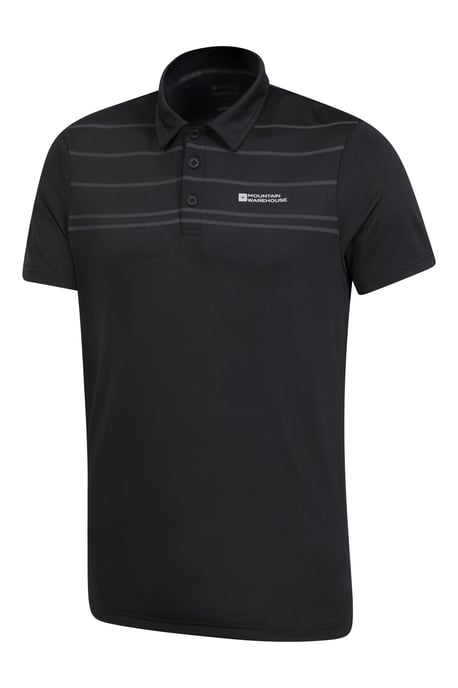 Men's Away IsoCool Polo with Button Neck Sun Protection Summer Tee Black - Image 4
