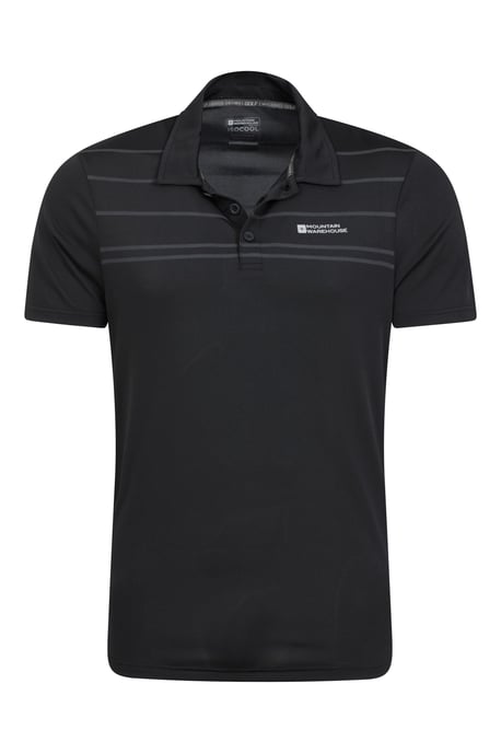Men's Away IsoCool Polo with Button Neck Sun Protection Summer Tee Black - Image 5