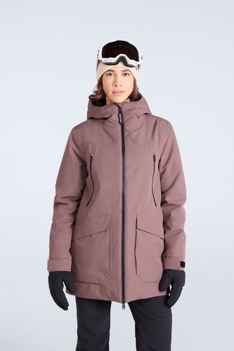 'Echo' Women's Ski Jacket with Zip Fastening Waterproof Winter Coat Brown - Image 1