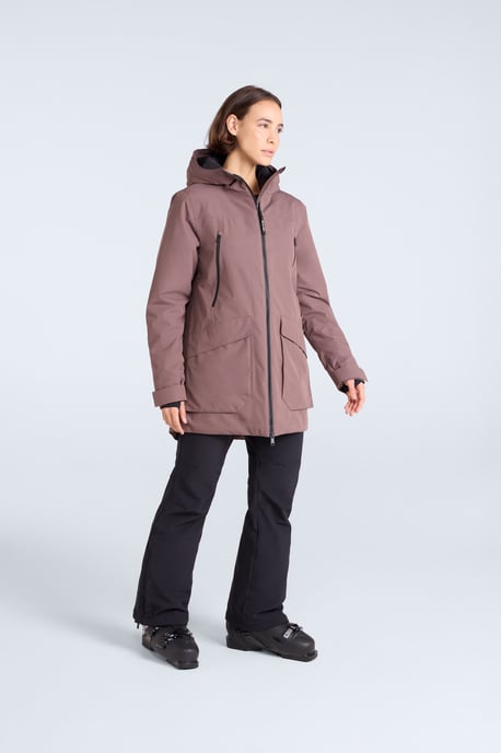 'Echo' Women's Ski Jacket with Zip Fastening Waterproof Winter Coat Brown - Image 2