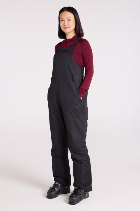 'Moon' Women's Bib Front Ski Pants Water Resistant Winter Snowboard Trouser Black - Image 1