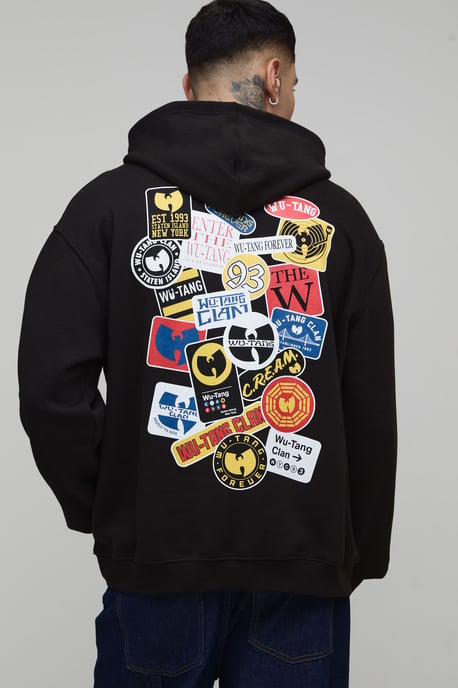 Tall Oversized Wu-Tang License Printed Hoodie - Image 1