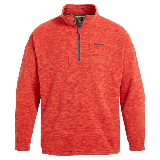 Craghoppers Heren Esk Colour Block Melange Half Zip Fleece Top (Pimento Rood) - Image 1